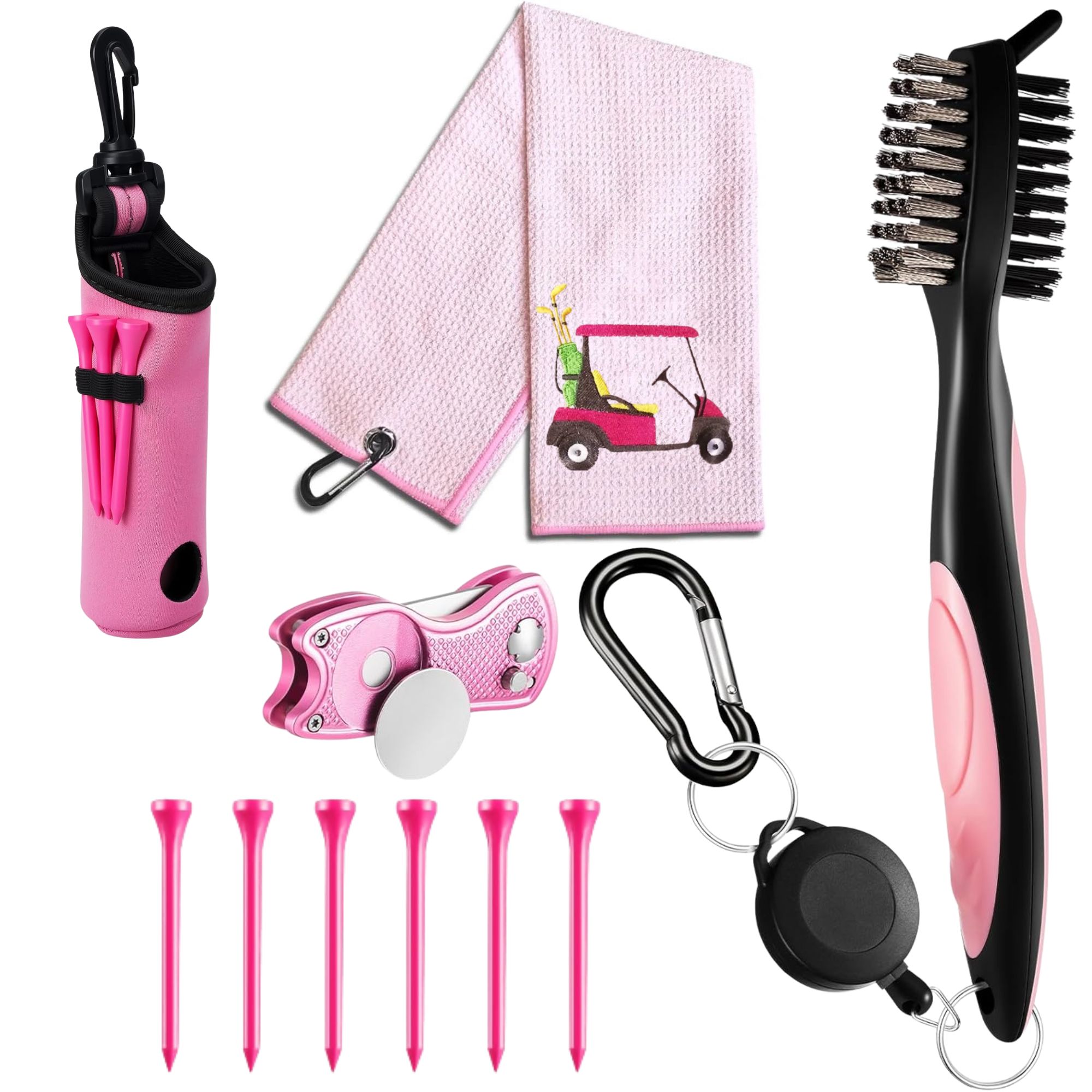 Women'S Golf Accessories - 10-teiliges Golf-Zubehör-Set, inklusive Golfballtasche mit Haken,