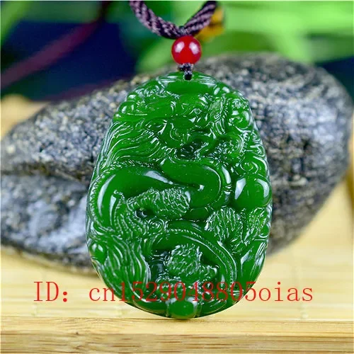 Women'S Accessories Jewelry - Natürliche Grüne Chinesische Jade Drachen Anhänger