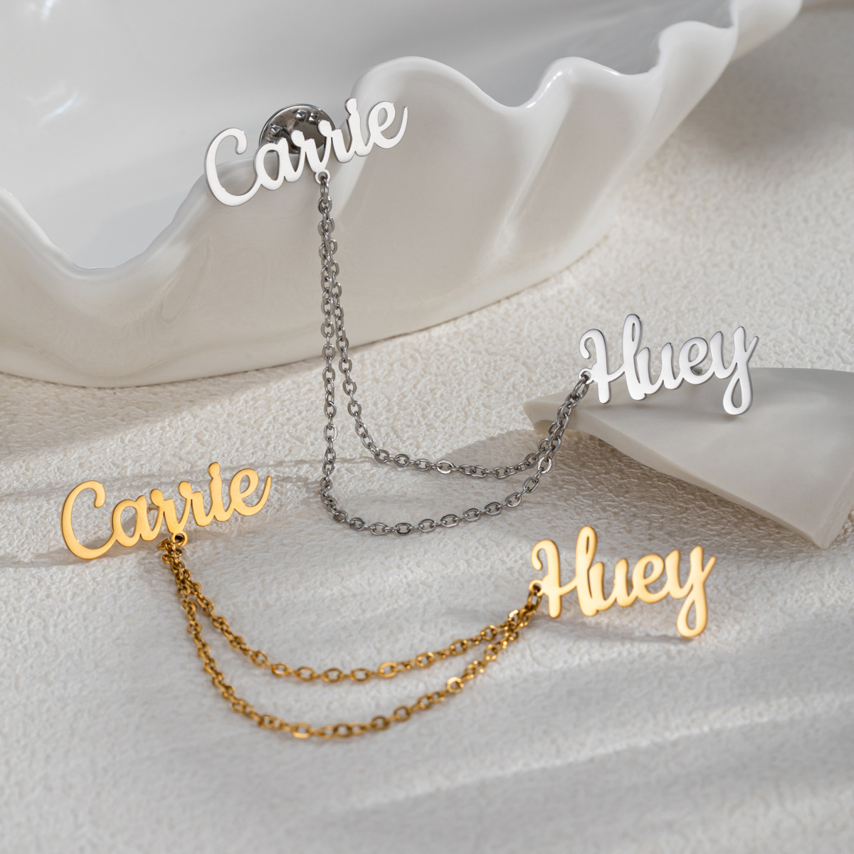 Women Accessories Business - Modische 2-Namen-DIY-Anstecknadeln, personalisiertes Namensschild für Geschäftsleute,