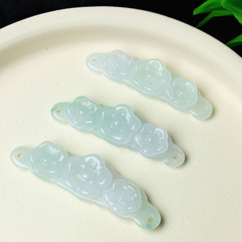 Women'S Accessories Jewelry - 1 Stück Natürlicher Jadeit Smaragd Blumen-Handkarte