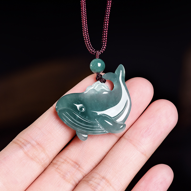 Women'S Accessories Jewelry - Natürliche burmesische Jadeit-Wal-Anhänger-Halskette, Accessoires, echter Jade-Charm,