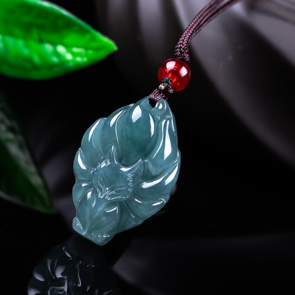 Women'S Accessories Jewelry - Natürliche burmesische Jadeit-Fuchs-Anhänger-Halskette, Vintage-Accessoires, Edelstein, echter
