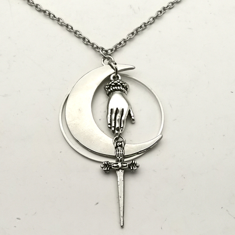 Women'S Victorian Accessories - Hecate Anhänger Halskette Crescent Mond Dolch