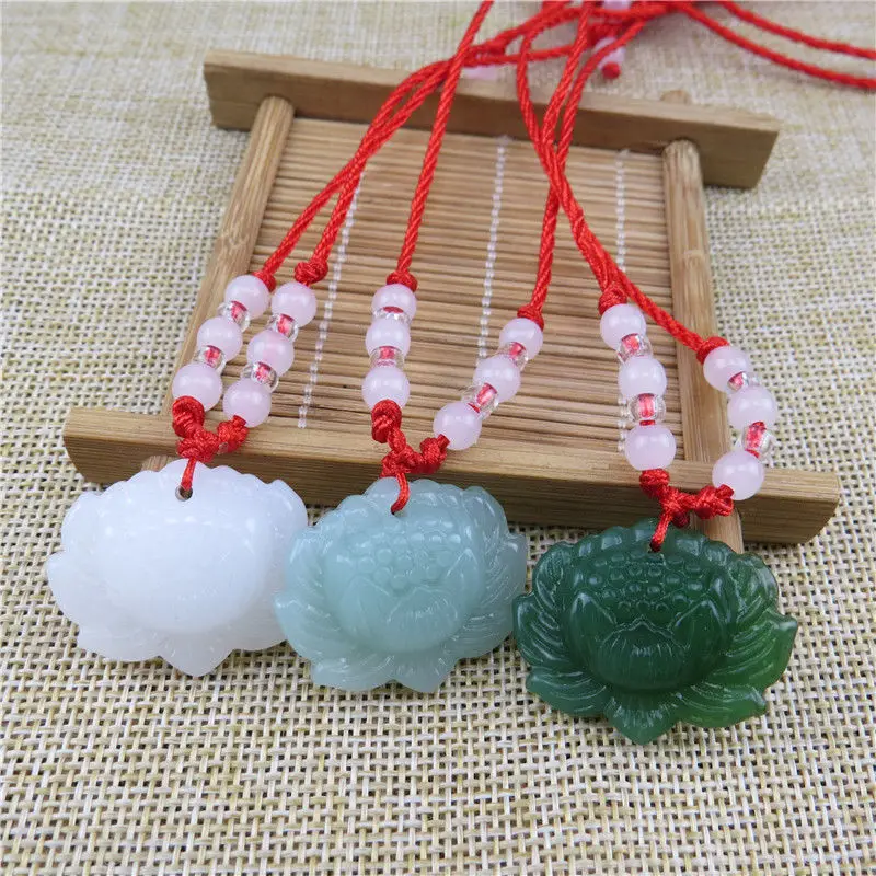 Natürliche grüne Jade-Lotus-An – Accessories Woman Bewertung und Preis