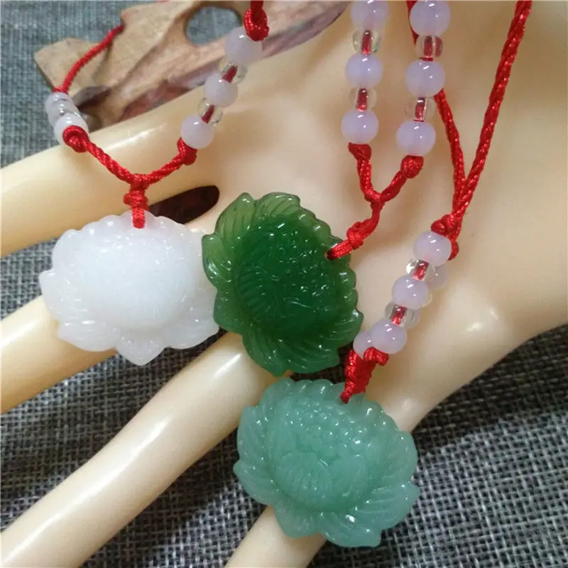 Natürliche grüne Jade-Lotus-An – Accessories Woman Bewertung und Preis
