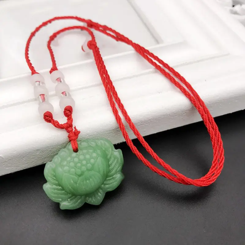 Natürliche grüne Jade-Lotus-An – Accessories Woman Bewertung und Preis